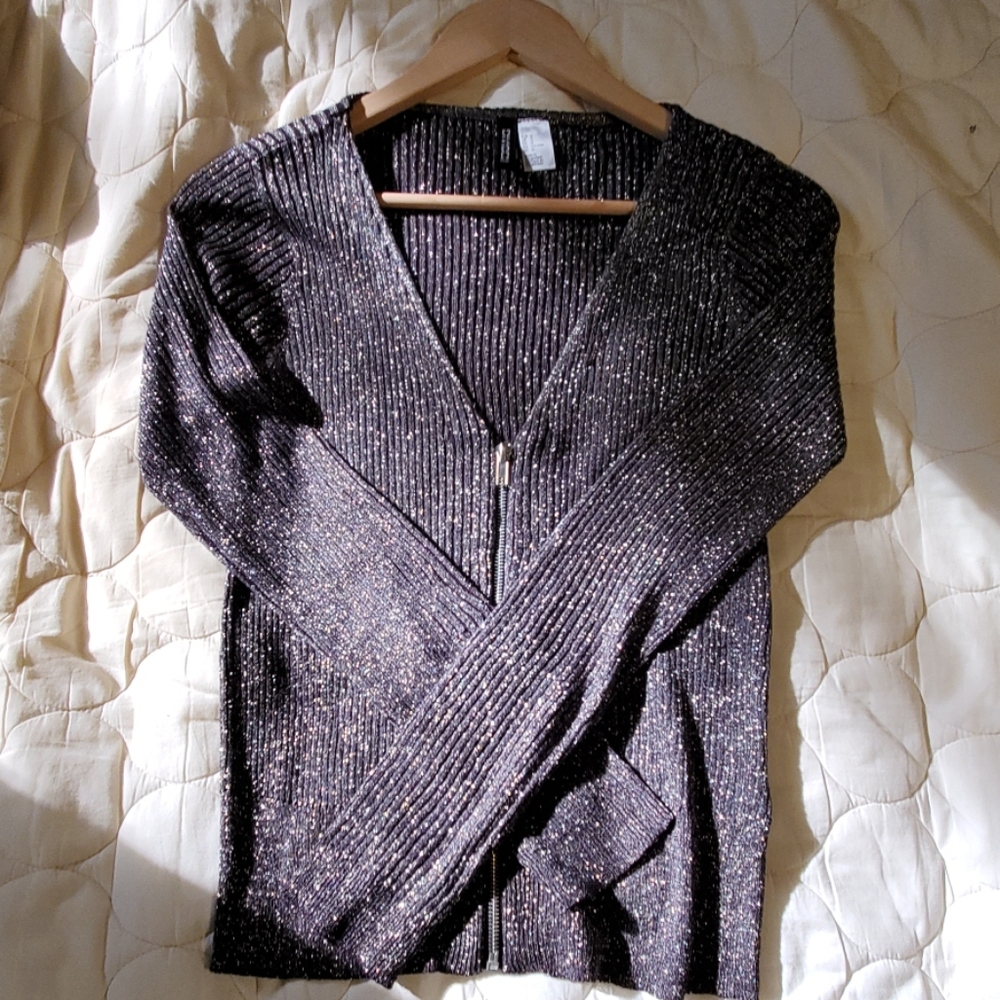 Divided semi sheer sparkle sweater